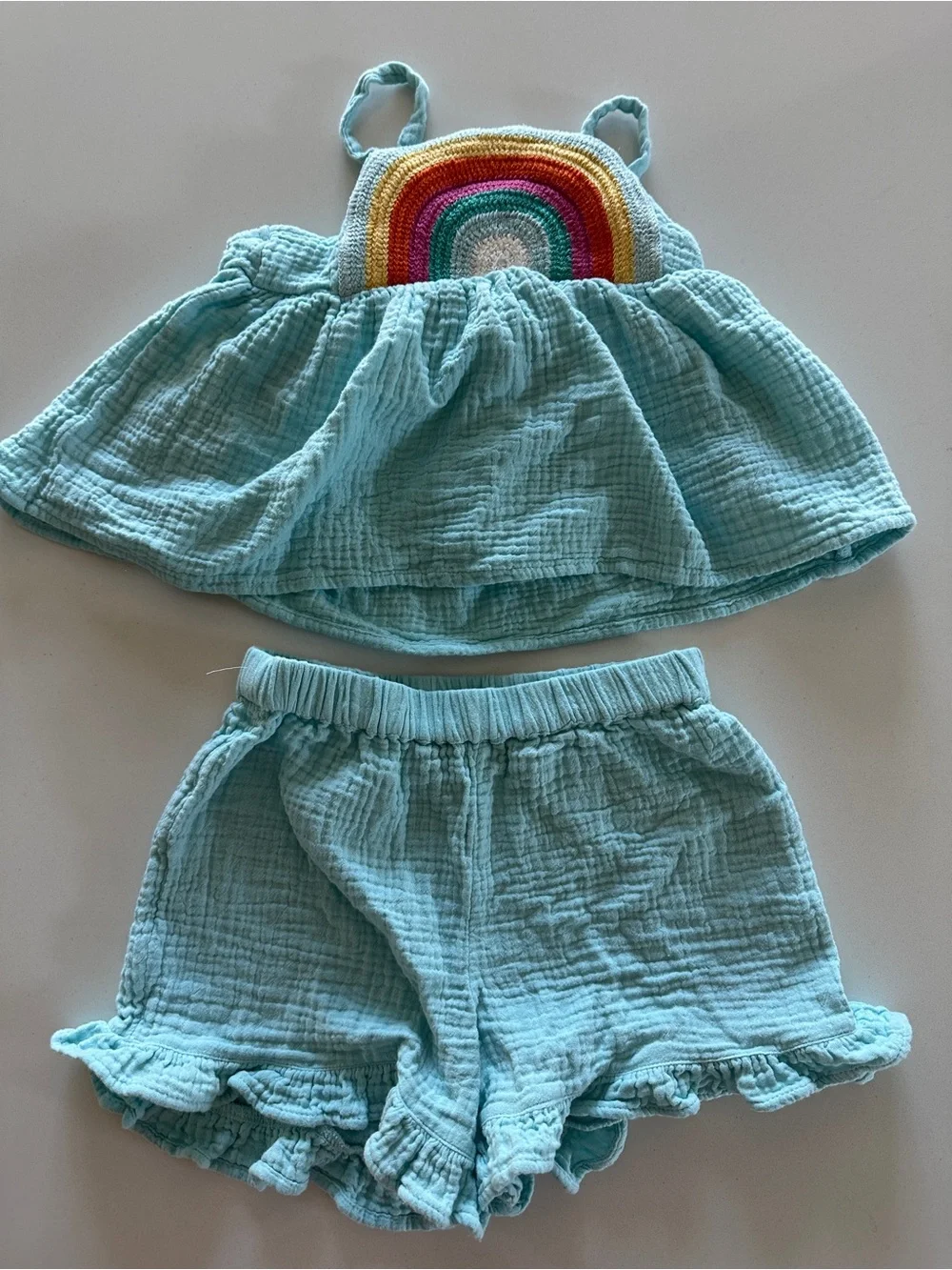 Old Navy Muslin Crochet Accent Gauze Outfit Set